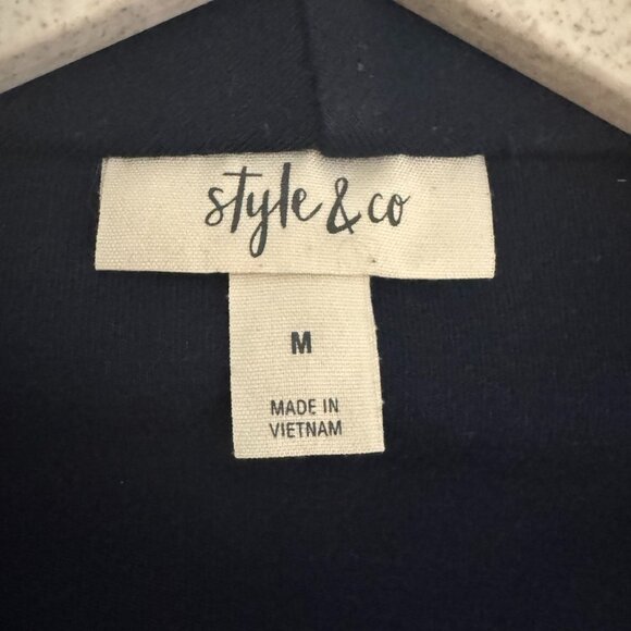 Style & Company Knit Jersey Moto Jacket Sweater Blue Size M Medium - Picture 6 of 10